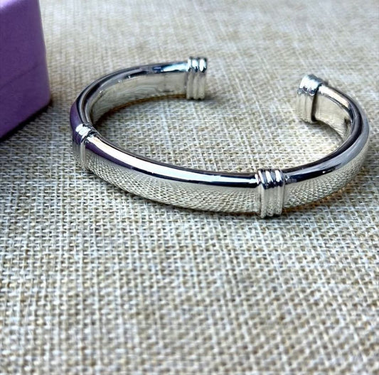 Bracelet Jonc Ouvert en Argent Massif 925